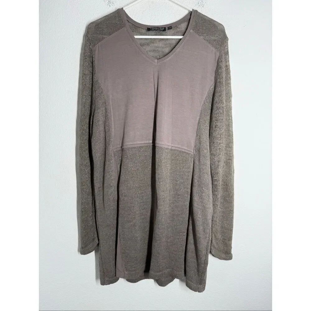 Capuccino Knithouse Women’s Bohemian Short Dress Cacao Long Sleeve Sz 46 EU/L US